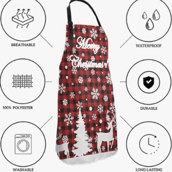 MERRY CHRISTMAS BUFFALO PLAID APRON - Picture 5 of 12